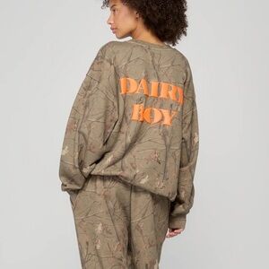 Dairy Boy Oversized Crewneck Evergreen Camo/Orange